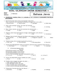 50 Soal TKA Bahasa Jawa Kelas 6 SD Semester 1 Beserta Jawaban