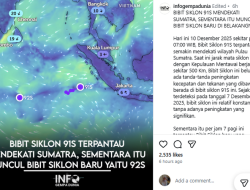 Siklon 92S Muncul, BMKG Beri Penjelasan Soal Ancaman dekat Sumatera